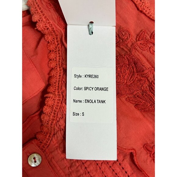 Kyla Seo Embroidered Fit and Flare Enola Tank in Spicy Orange - Sz S - NWT - Picture 8 of 9